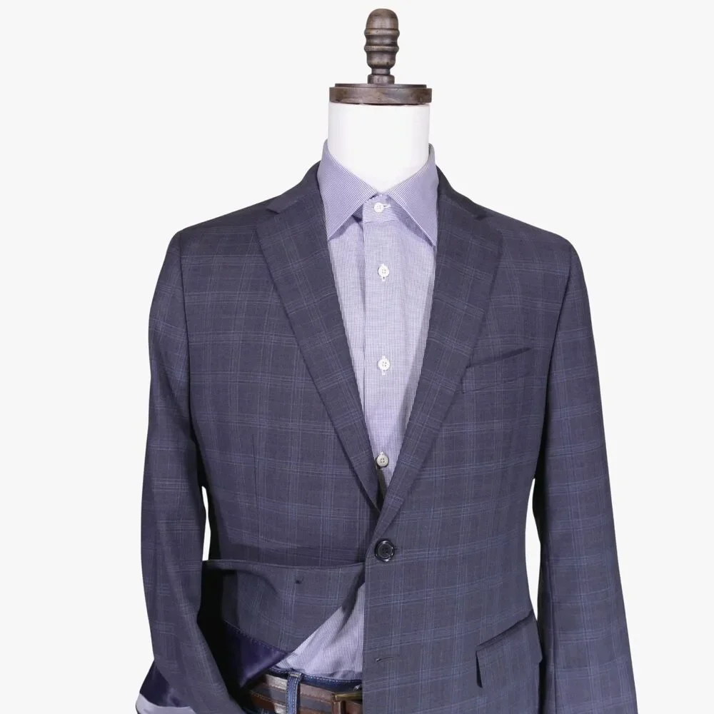 Banana Republic Sport Coat Blazer Mens 42R Tailored Fit Blue Plaid Two Button